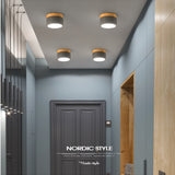 DBF Macaroon Iron+Wood LED Ceiling Light 5W 12W Surface Mount Ceiling Spot Light for Bar Kitchen