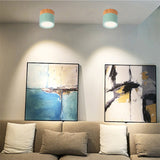 DBF Macaroon Iron+Wood LED Ceiling Light 5W 12W Surface Mount Ceiling Spot Light for Bar Kitchen