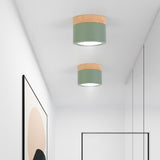 DBF Macaroon Iron+Wood LED Ceiling Light 5W 12W Surface Mount Ceiling Spot Light for Bar Kitchen