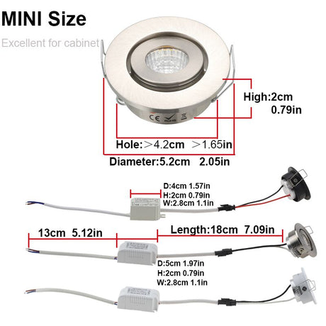 LED DOWNLIGHT 40MM HOLE ROUND 3W DIMMABLE COB MINI SPOT LED DOWNLIGHT INDOOR HOME LAMPS