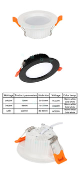 White Black LED Downlight 3W 5W 7W 9W 12W aluminum Recessed LED Spot Lighting Bedroom Kitchen Indoor led down light lamp
