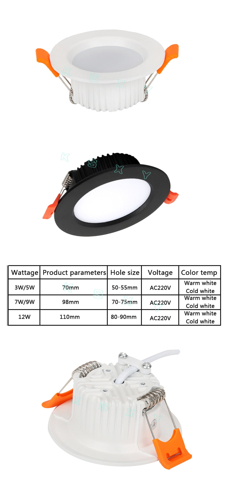 White Black LED Downlight 3W 5W 7W 9W 12W aluminum Recessed LED Spot Lighting Bedroom Kitchen Indoor led down light lamp