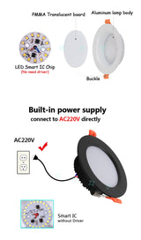 White Black LED Downlight 3W 5W 7W 9W 12W aluminum Recessed LED Spot Lighting Bedroom Kitchen Indoor led down light lamp