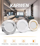 KARWEN LED Downlight Ceiling 5W 9W 12W 15W 18W led Ceiling lamp Gold/Silver/White Body AC 220V 230V 240V led light