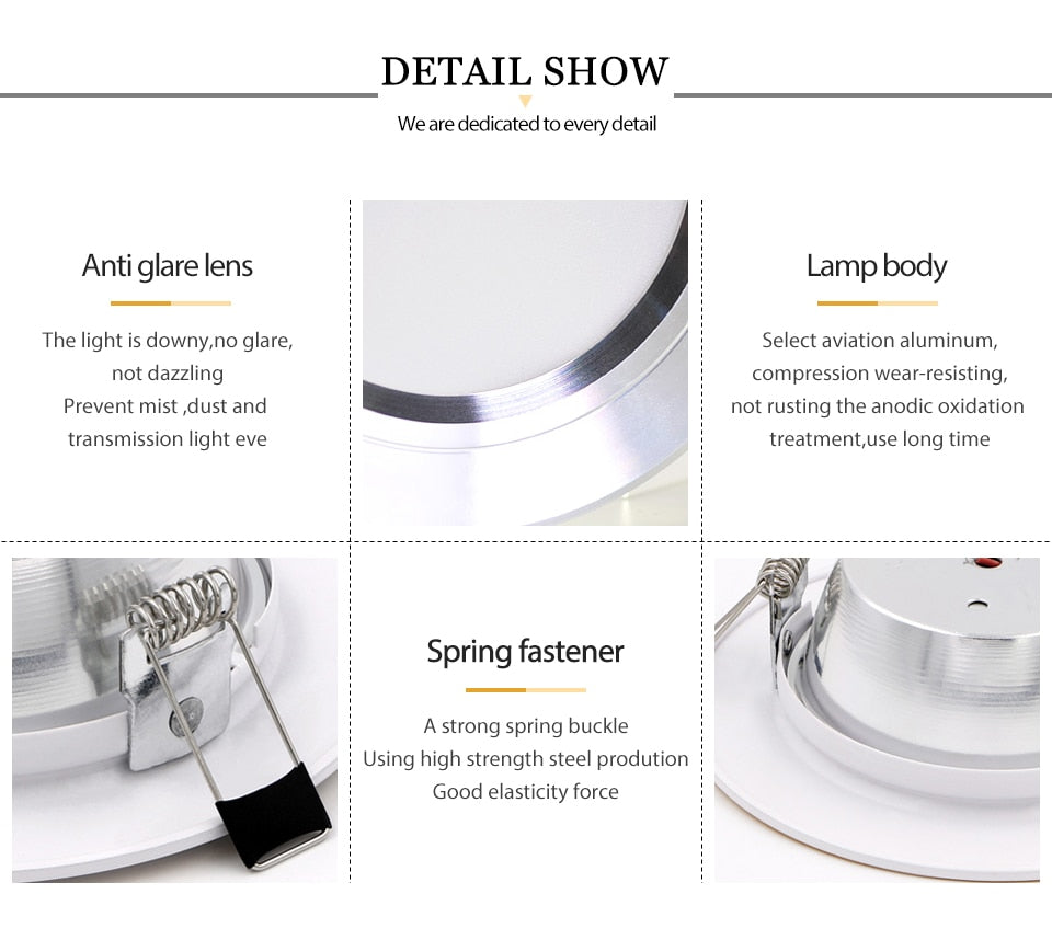 KARWEN LED Downlight Ceiling 5W 9W 12W 15W 18W led Ceiling lamp Gold/Silver/White Body AC 220V 230V 240V led light