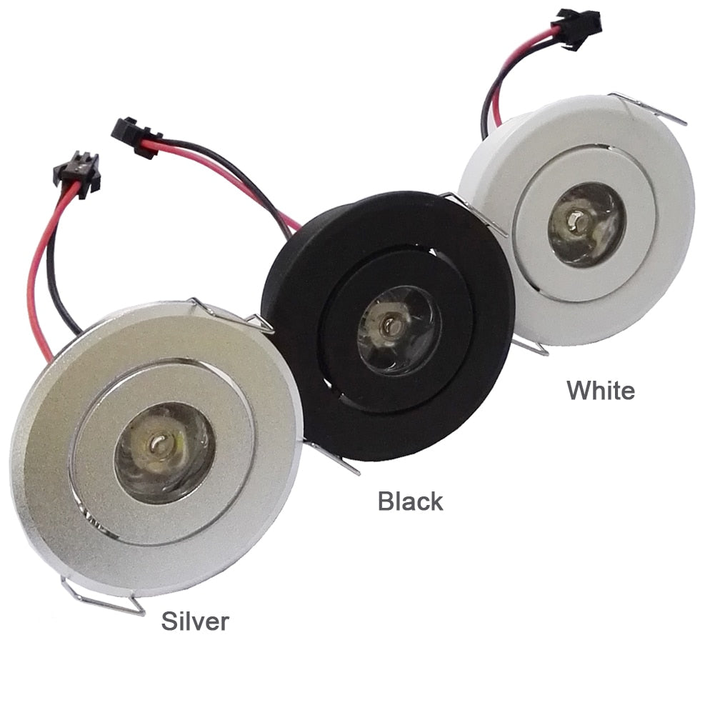 LED Downlights 10pcs 1W Mini led Downlight Cabinet Recessed Spot light led Driver Pure Nature Warm white and White Silver Black body AC85-265V