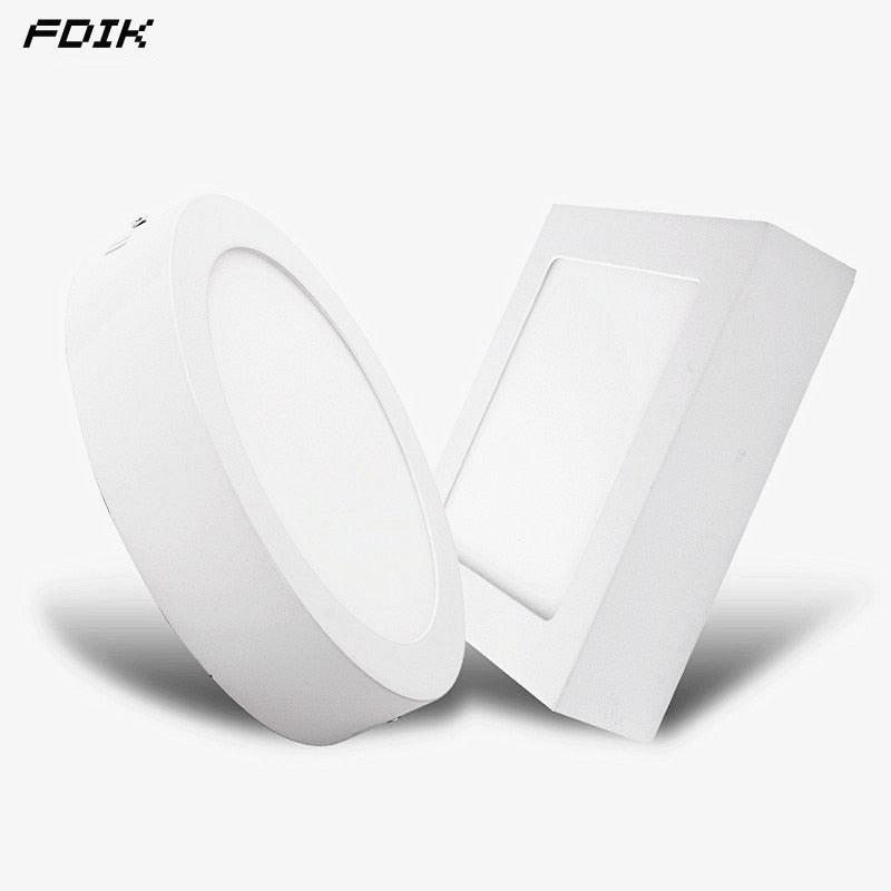 Ultra-Thin Round Square Surface Mounted LED Panel Lights 6W 12W 18W 24W LED Ceiling Lights AC85-265V LED Downlights Indoor Lighting