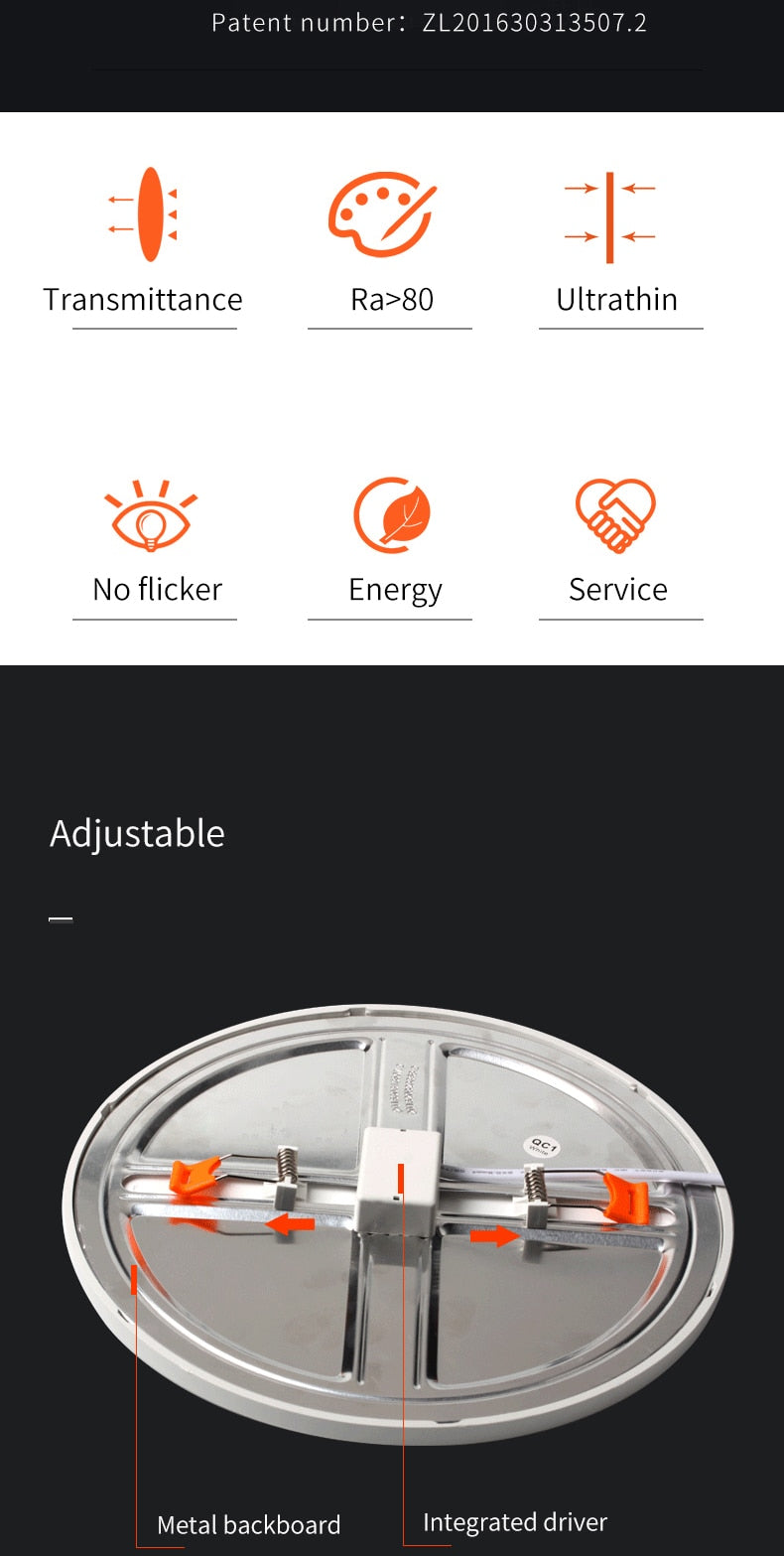 LED Panel Light Ultra thin Recessed Downlights 6W 8W 15W 20W 220V 230V Round Square Ceiling Panel lamp