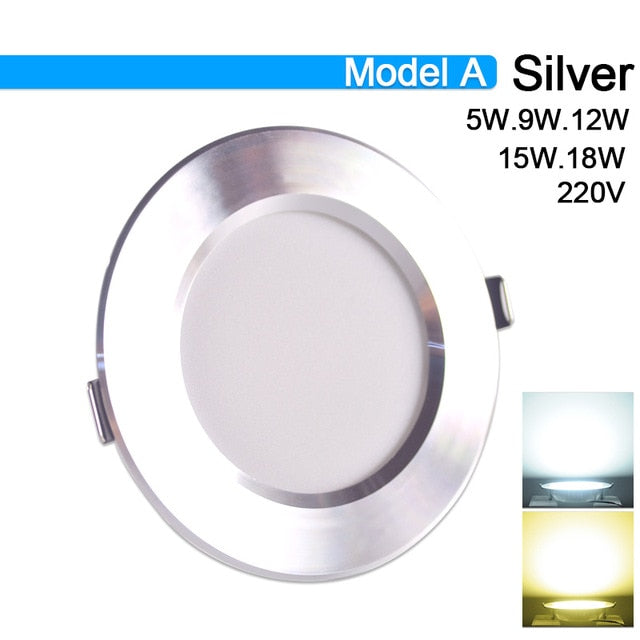 LED Downlight 3W 5W 9W 12W 15W 18W AC220V 240V downlight gold Silver White Ultra Thin Aluminum Round Recessed LED Spot Lighting