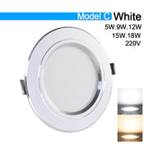 LED Downlight 3W 5W 9W 12W 15W 18W AC220V 240V downlight gold Silver White Ultra Thin Aluminum Round Recessed LED Spot Lighting