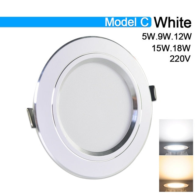 LED Downlight 3W 5W 9W 12W 15W 18W AC220V 240V downlight gold Silver White Ultra Thin Aluminum Round Recessed LED Spot Lighting