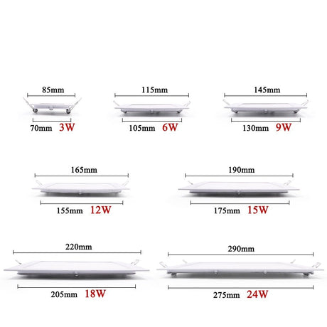  LED Ultra thin Downlight lamp 3W 4W 6W 9W 12W 15W 18W 24W led ceiling recessed grid downlight slim round panel light