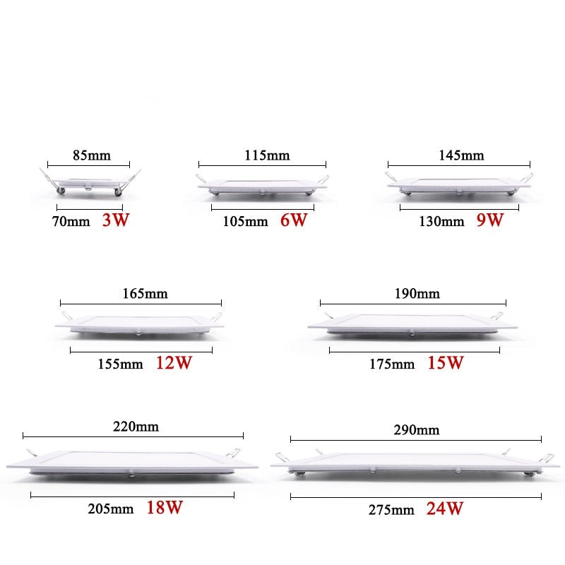  LED Ultra thin Downlight lamp 3W 4W 6W 9W 12W 15W 18W 24W led ceiling recessed grid downlight slim round panel light