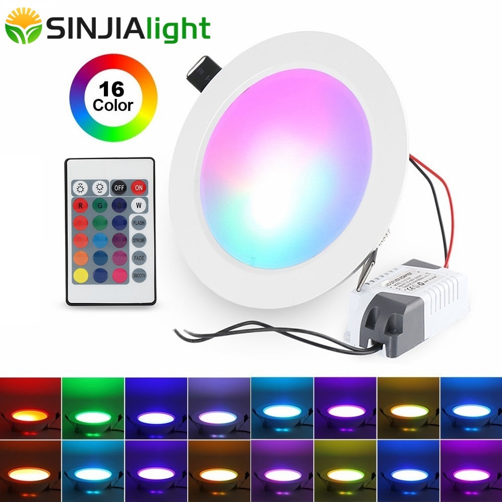 LED Panel Light With Remote Control 5W 10W RGB Round Downlight Lamp Ceiling Lights Indoor Lighting Spot Led Lights Decor