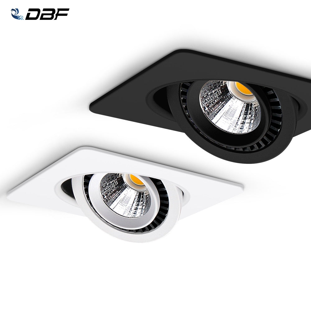 DBF Rotatable Angle LED Recessed Downlight 5W 7W 10W 12W 15W LED Ceiling Spot Light 3000K/4000K/6000K Black/White Housing Light