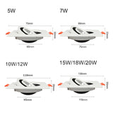 DBF Rotatable Angle LED Recessed Downlight 5W 7W 10W 12W 15W LED Ceiling Spot Light 3000K/4000K/6000K Black/White Housing Light