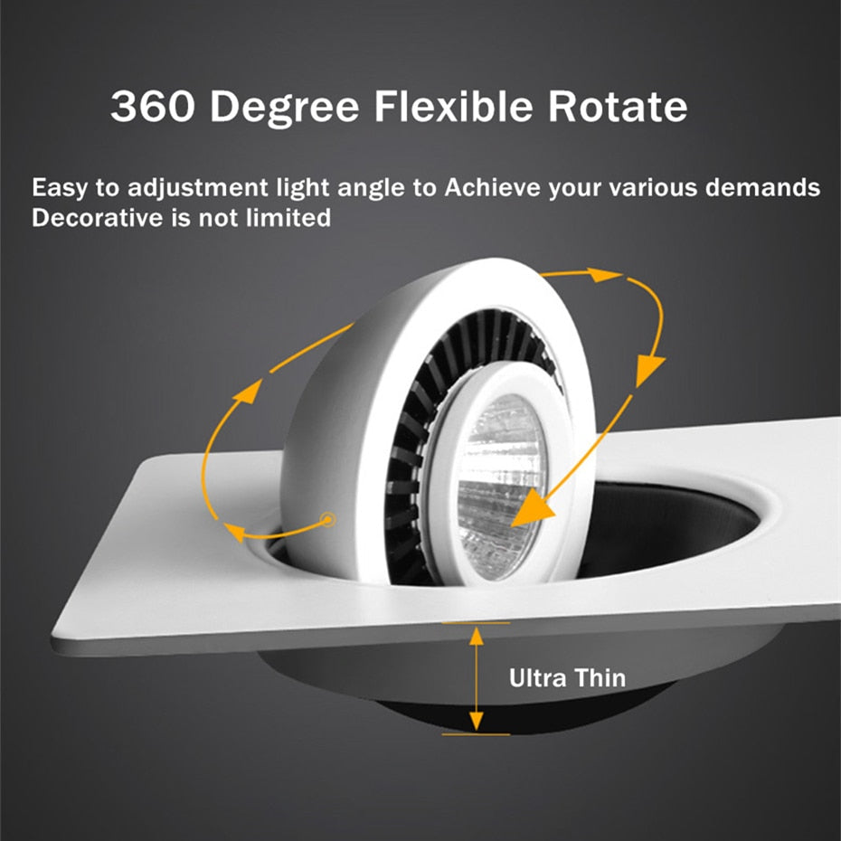 DBF 360 Angle Adjust LED Recessed Downlight 10W 14W 20W 24W LED Ceiling Spot Light 3000K/4000K/6000K Black/White Housing Light
