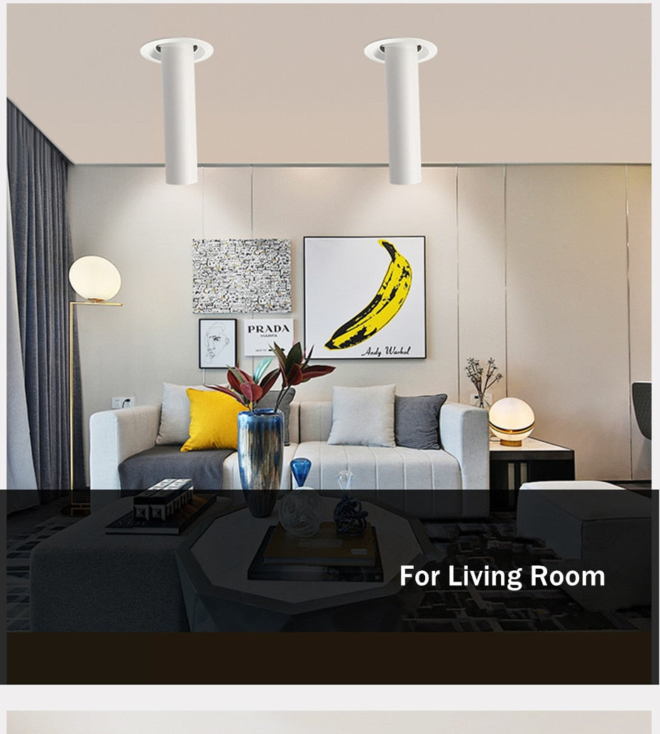 DBF Long Tube Angle Adjustable LED COB Recessed Downlight Not Dimmable 12W Ceiling Spot Light 3000K 4000K 6000K AC110V/220V