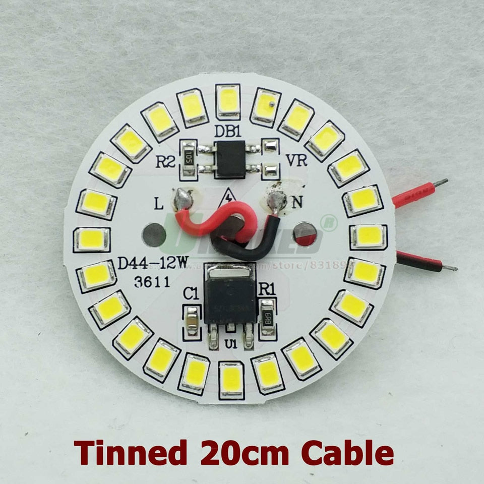 AC220V Smart IC Driver LED PCB Lamp panel 3W 5W 7W 9W 12W 15W SMD2835 Chip Light source Tinned 20cm Cable for LED blub Downlight