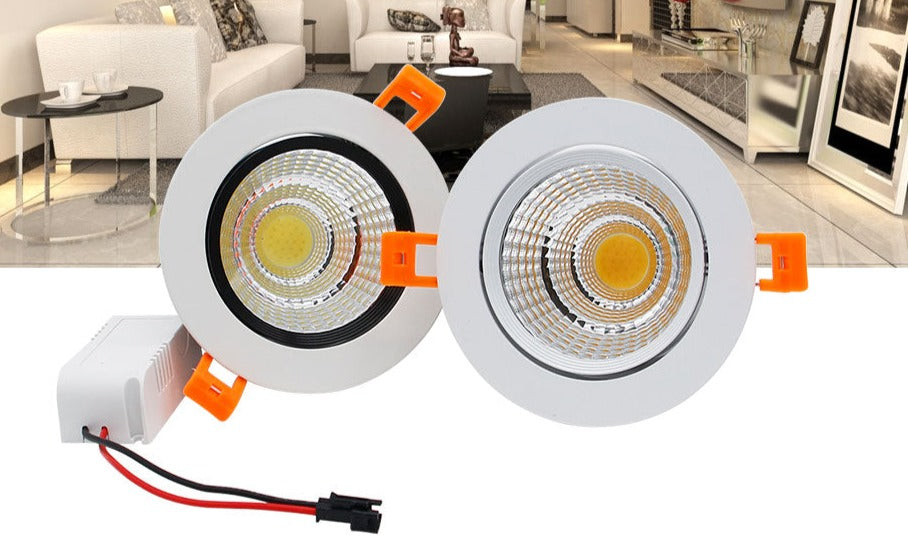 Angle Adjustable COB LED Recessed Spot Lights Dimmable 5W 9W 12W 3000K/4000K/6000K LED Ceiling Downlights AC110/220V