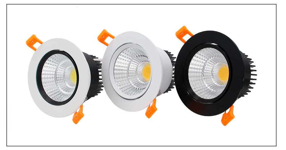 Angle Adjustable COB LED Recessed Spot Lights Dimmable 5W 9W 12W 3000K/4000K/6000K LED Ceiling Downlights AC110/220V