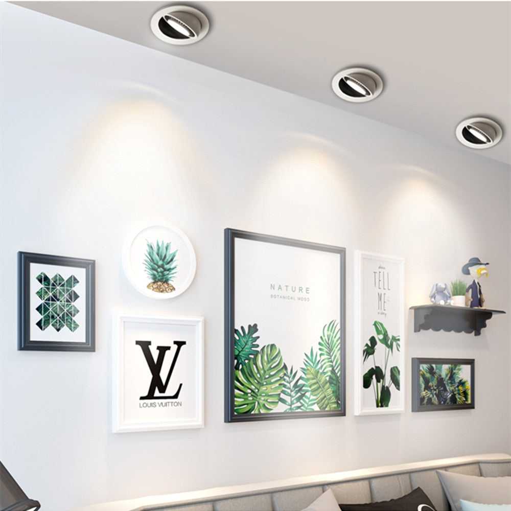 LED Ceiling Light Dimmable 5W 7W 10W 15W 18W Spot Light Recessed ceiling lighting 360 degree rotatable COB background Spot Light