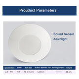 LED 5w Sound light Infrared Human Body Sensor Downlight Radar Sensor nd Lamp Control Induction Ceiling Downlight