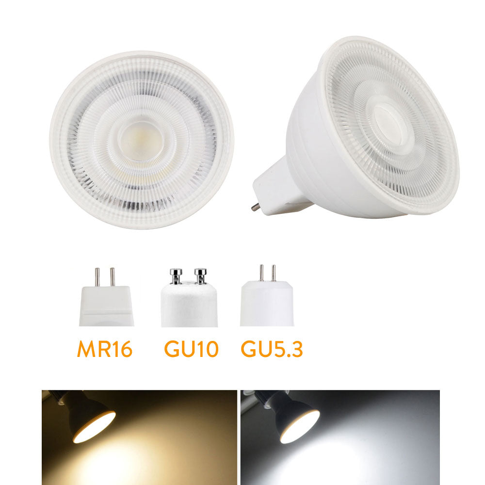 LED Bulb 10X Spotlight Dimmable GU10 MR16 5W COB Chip 24 Degree Chandelier LED Lamp For Downlight Table Light AC 110V 220V