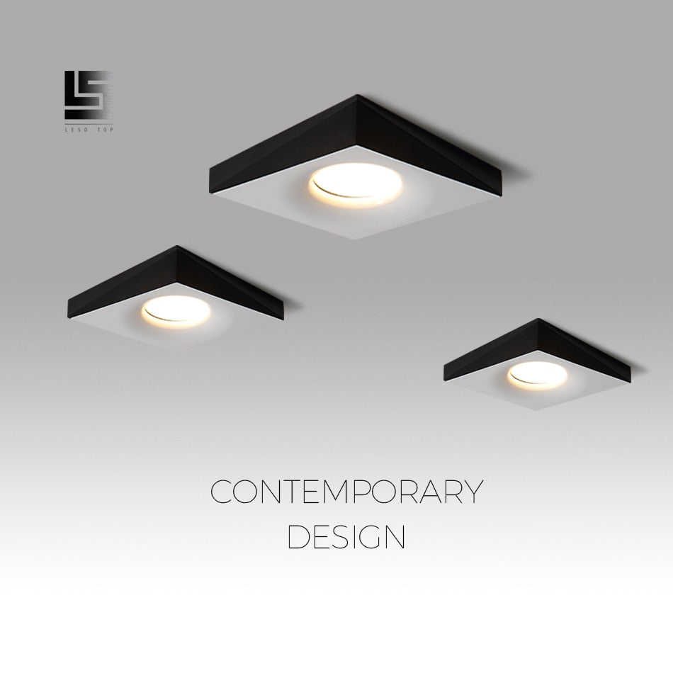 led downlight gu10 black+white Led lamp changeable led spotlight 220v square recessed led ceiling light