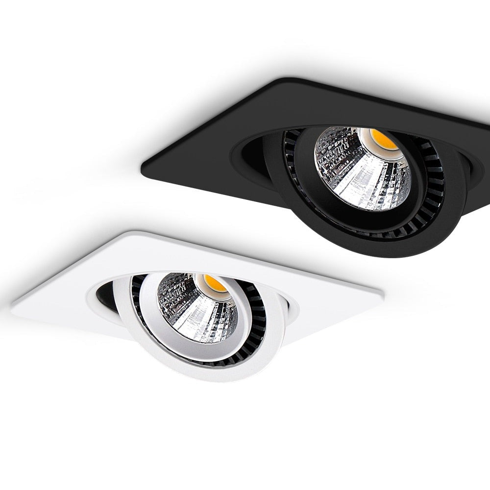 Square 360 Angle Adjustable LED COB Recessed Downlight Black/White 5W ...