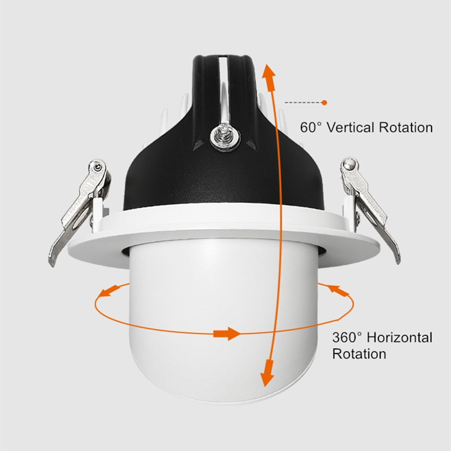 LED Downlight dimmable 7W 10W 15W 20W adjustable 360 Degree Recessed LED Ceiling Spot Light  AC110V 220V Trunk downlight LED