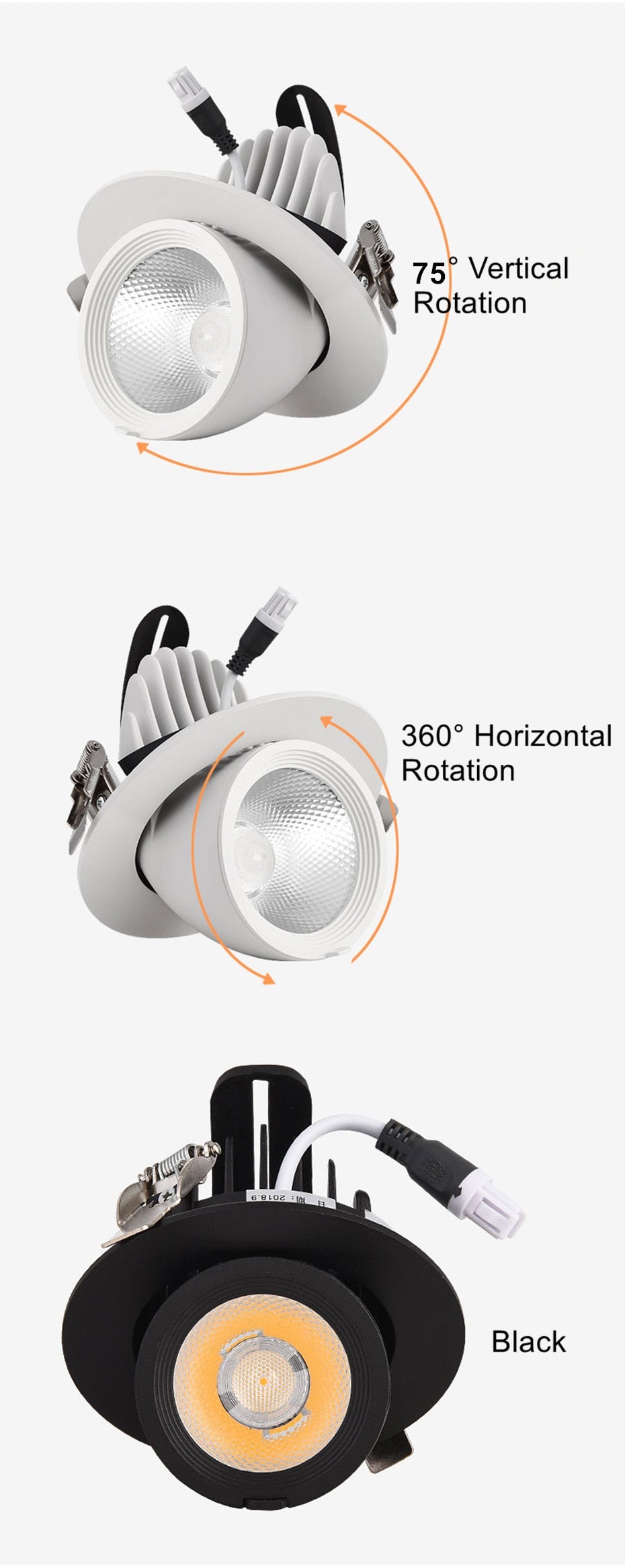 LED Downlight dimmable 7W 10W 15W 20W adjustable 360 Degree Recessed LED Ceiling Spot Light  AC110V 220V Trunk downlight LED