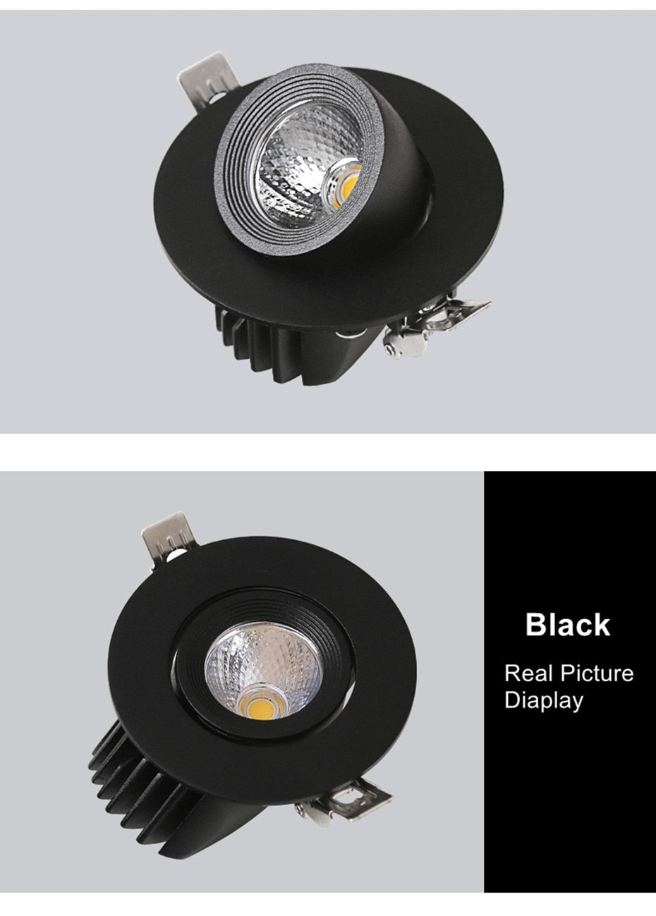 LED Downlight dimmable 7W 10W 15W 20W adjustable 360 Degree Recessed LED Ceiling Spot Light  AC110V 220V Trunk downlight LED