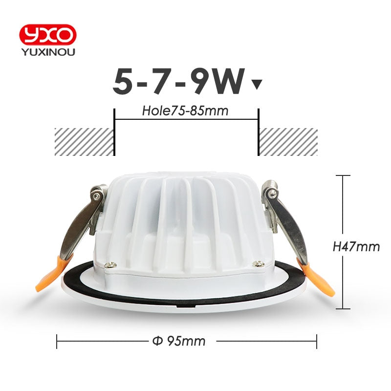 Waterproof/Fire prevention LED Downlight IP65 LED Downlight Spot Light 12W/9W/7W/5W Super Bright AC220V Recessed Ceiling Lamp