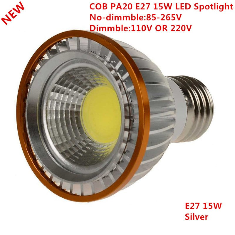 Newest 1pcs PAR20 COB dimmable E27 LED Spot Light 15W par20 Bulb Lamp Warm White/Cool White/Pure White Spot Downlight Lighting