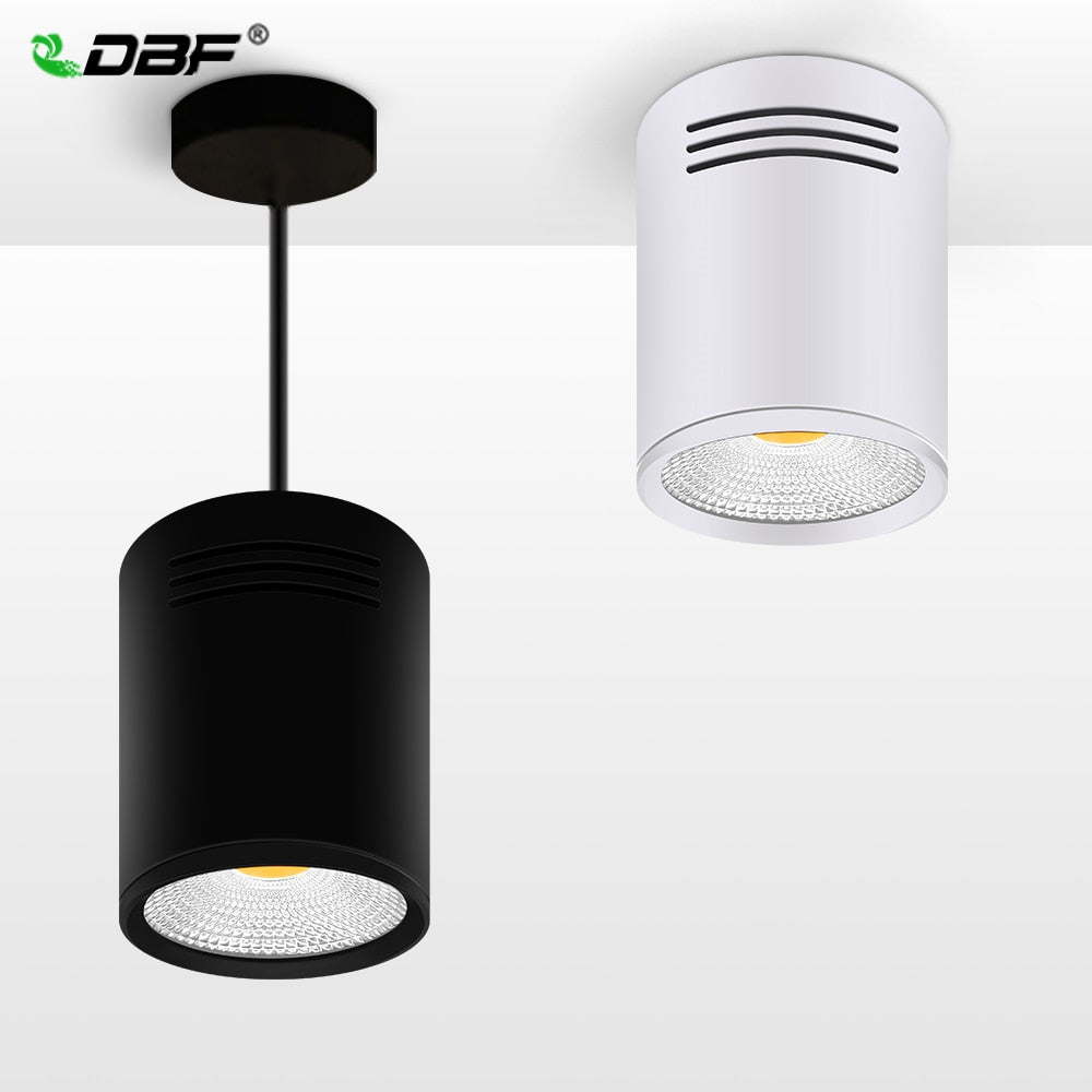 DBF LED Surface Mounted Ceiling Lamp with Wire Hanging 3W/5W/7W/10W/12W/15W White/Black AC85-265V Ceiling Spot Light Home Decor