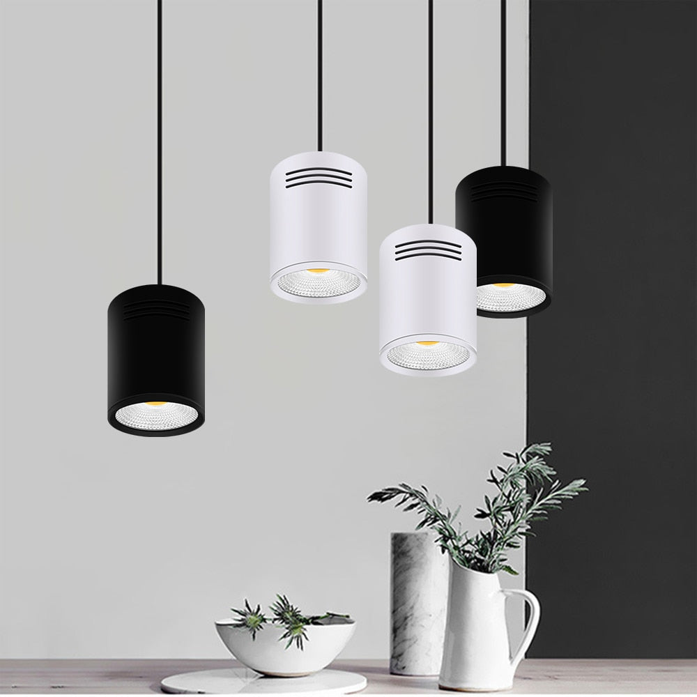 DBF LED Surface Mounted Ceiling Lamp with Wire Hanging 3W/5W/7W/10W/12W/15W White/Black AC85-265V Ceiling Spot Light Home Decor