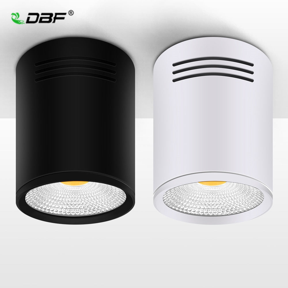 DBF Dimmable LED COB Surface Mounted Downlight 3W/5W/7W/10W/12W/15W White/Black Housing AC85-265V Ceiling Spot Light Home Decor