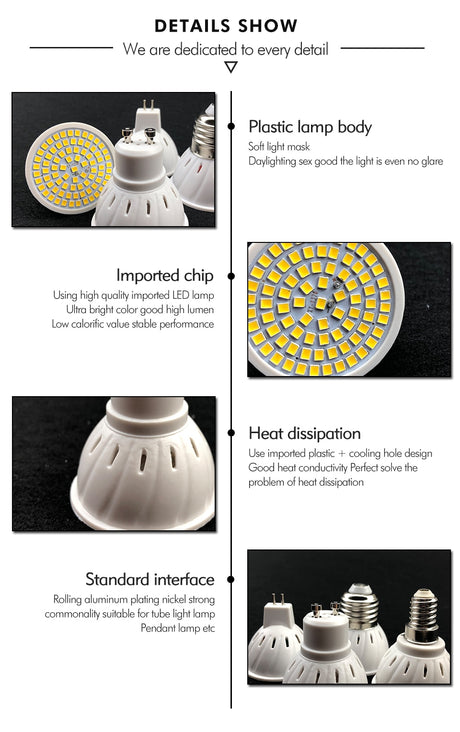 LED Bulb Lamp a da MR16 GU10 E27 E14 Bomb ill as LED Lamp 220V 240V 2835 SMD 48 60 80 LED Spotlight Indoor Light