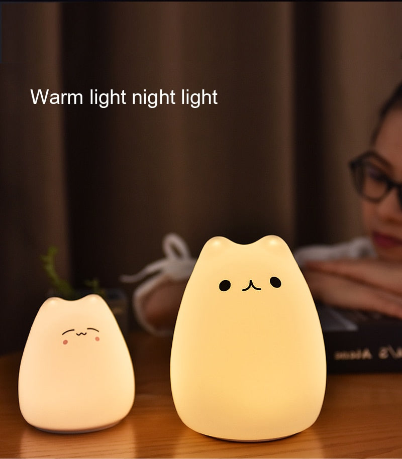 Dream Cute Cat 7 Colourful LED Night Lamp Decorate Desk Light Battery Holiday Creative Rechargable Bulb for Baby Bedroom