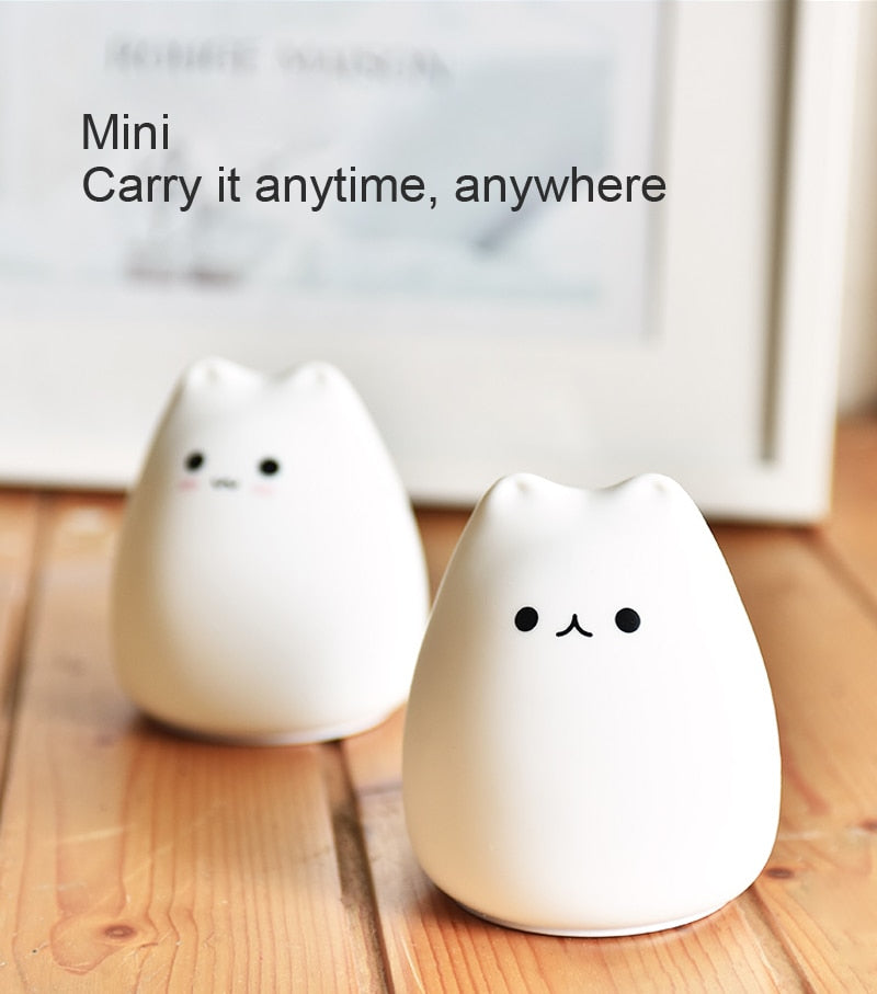 Dream Cute Cat 7 Colourful LED Night Lamp Decorate Desk Light Battery Holiday Creative Rechargable Bulb for Baby Bedroom