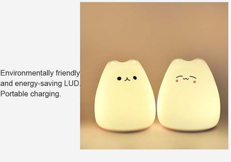 Dream Cute Cat 7 Colourful LED Night Lamp Decorate Desk Light Battery Holiday Creative Rechargable Bulb for Baby Bedroom