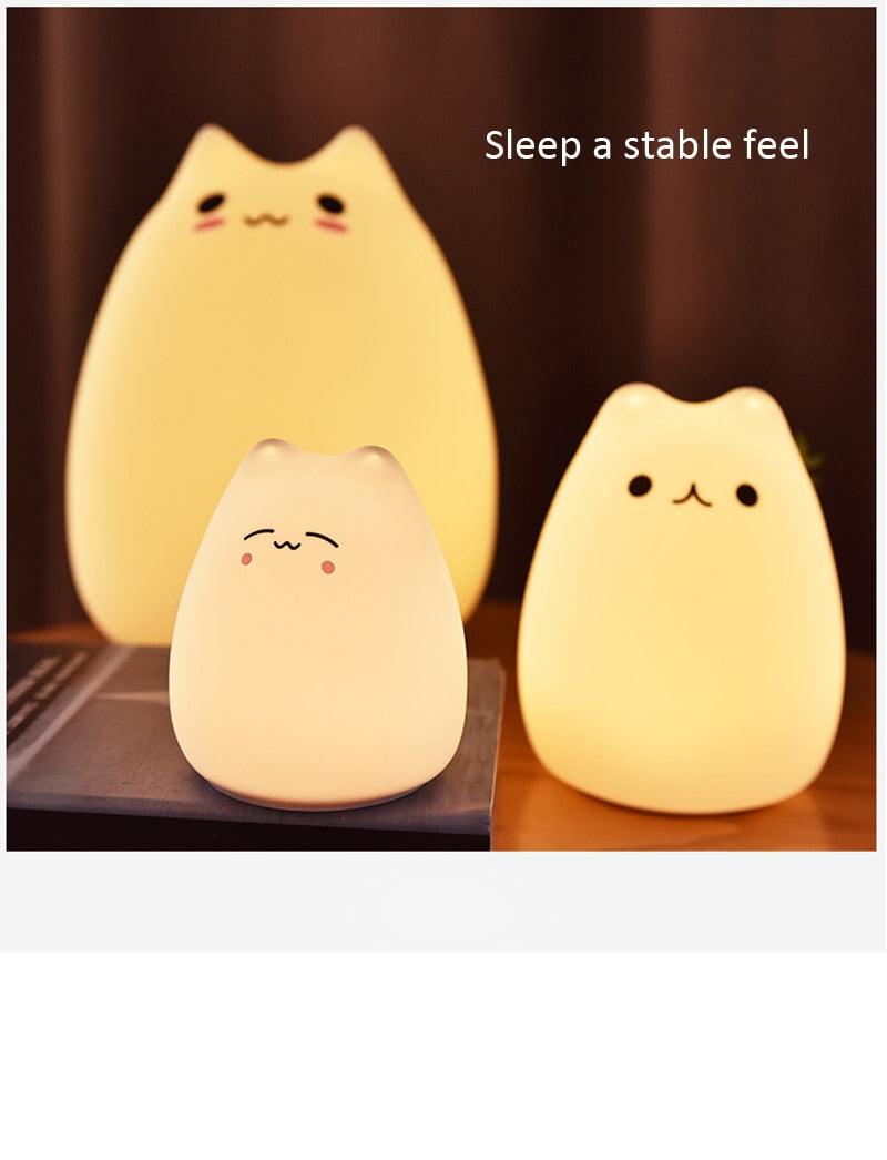 Dream Cute Cat 7 Colourful LED Night Lamp Decorate Desk Light Battery Holiday Creative Rechargable Bulb for Baby Bedroom