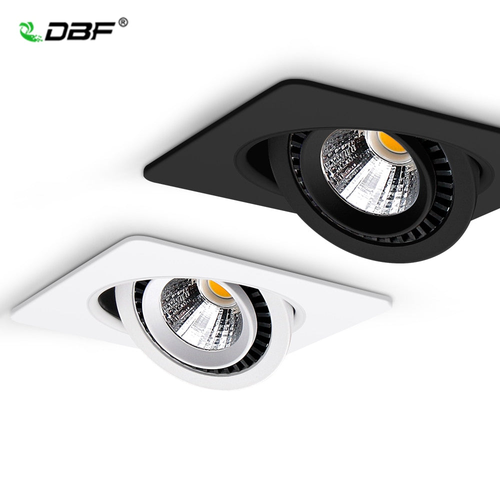 Dimmable 360 Angle Rotatable LED Ceiling Spot Light 5W 7W 10W 12W 15W Square LED Recessed Downlight with AC 85-265V LED Driver