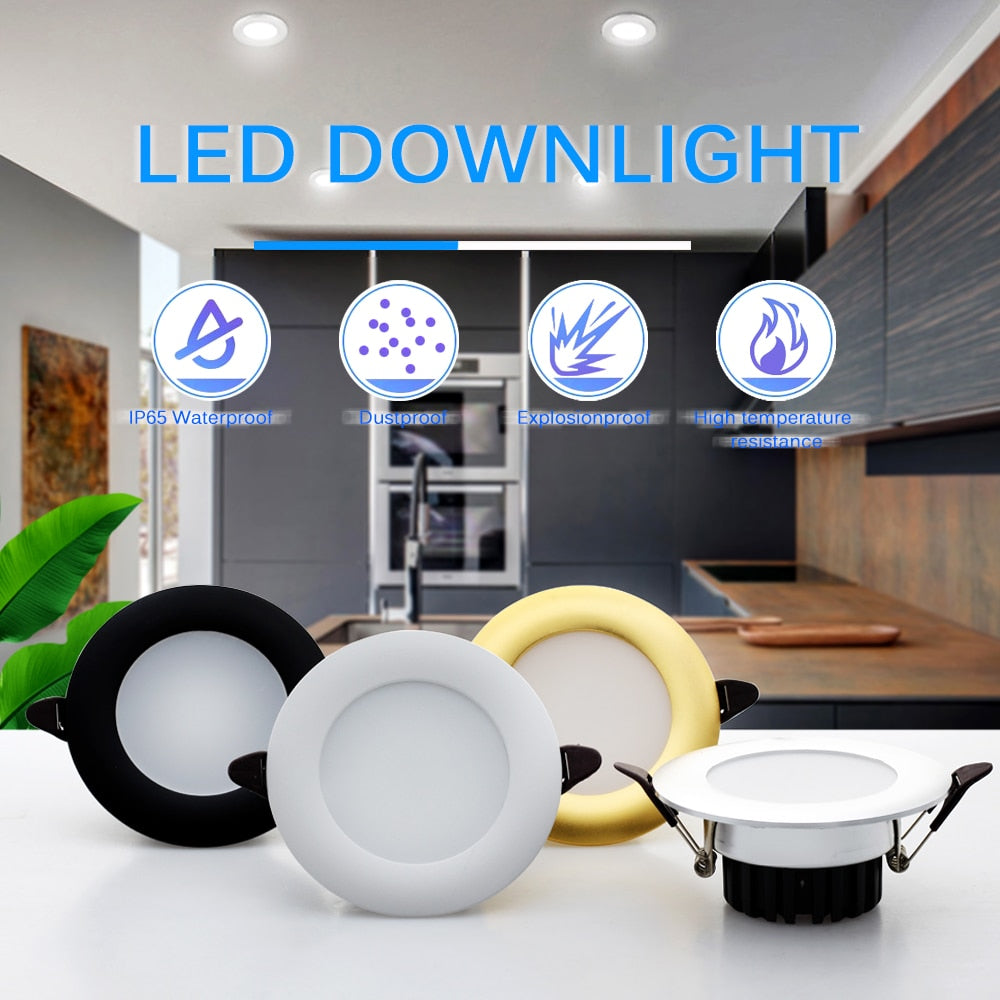 LED Downlight 220V 6W Round Recessed Lamp IP65 Waterproof Antifogging CRI>80 High Quality LED Down Light.