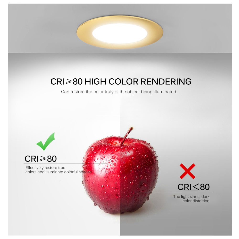 LED Downlight 220V 6W Round Recessed Lamp IP65 Waterproof Antifogging CRI>80 High Quality LED Down Light.