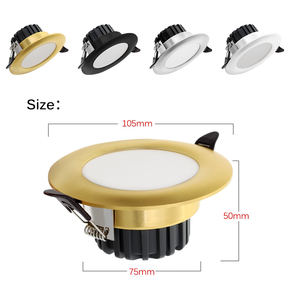LED Downlight 220V 6W Round Recessed Lamp IP65 Waterproof Antifogging CRI&gt;80 High Quality LED Down Light.