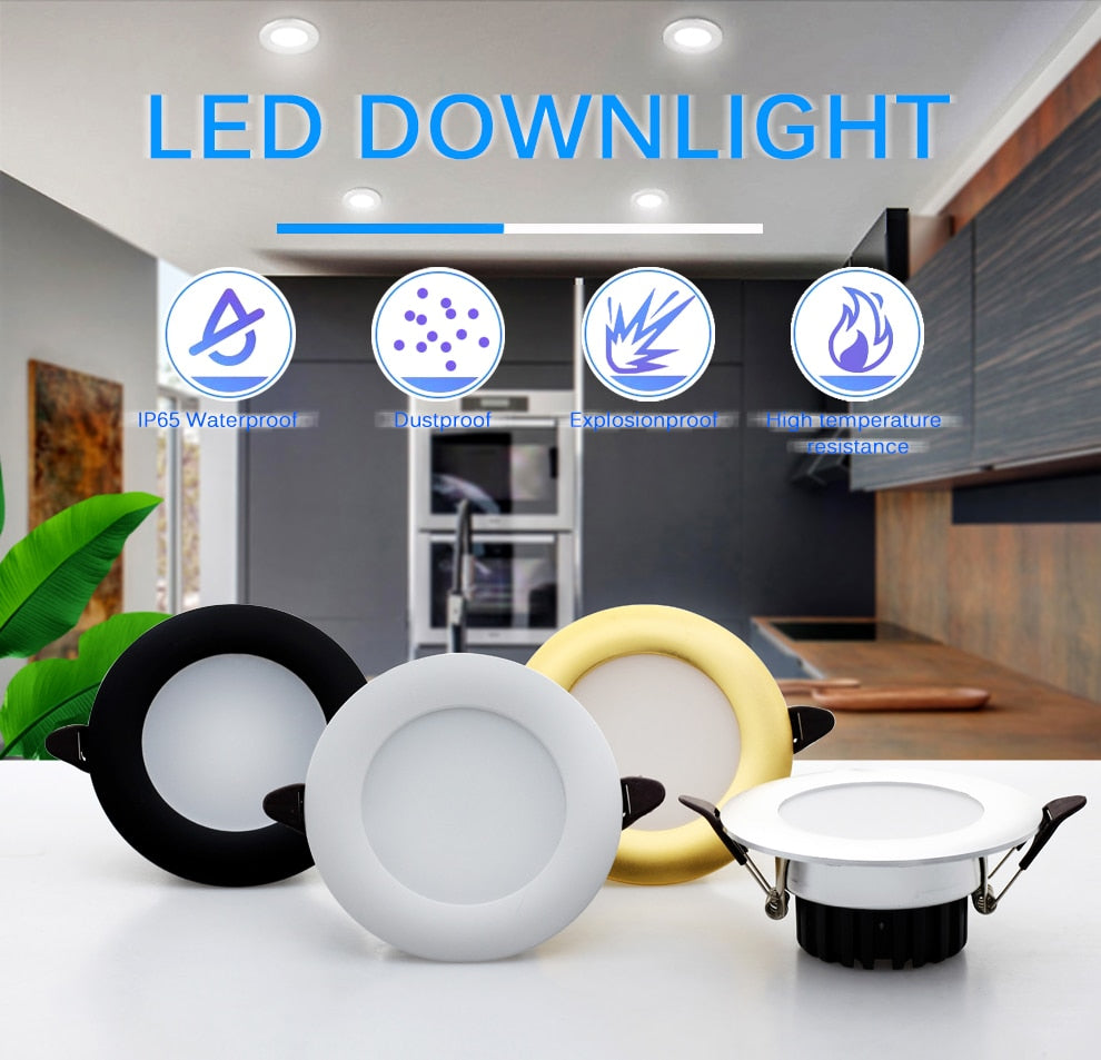 LED Downlight 220V 6W Round Recessed Lamp IP65 Waterproof Antifogging CRI&gt;80 High Quality LED Down Light.