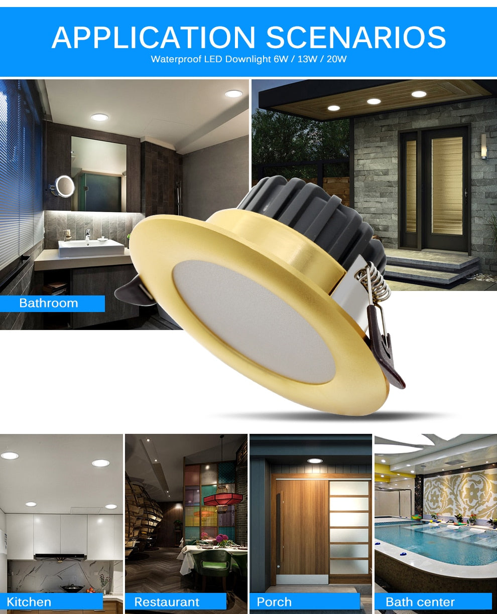 LED Downlight 220V 6W Round Recessed Lamp IP65 Waterproof Antifogging CRI&gt;80 High Quality LED Down Light.