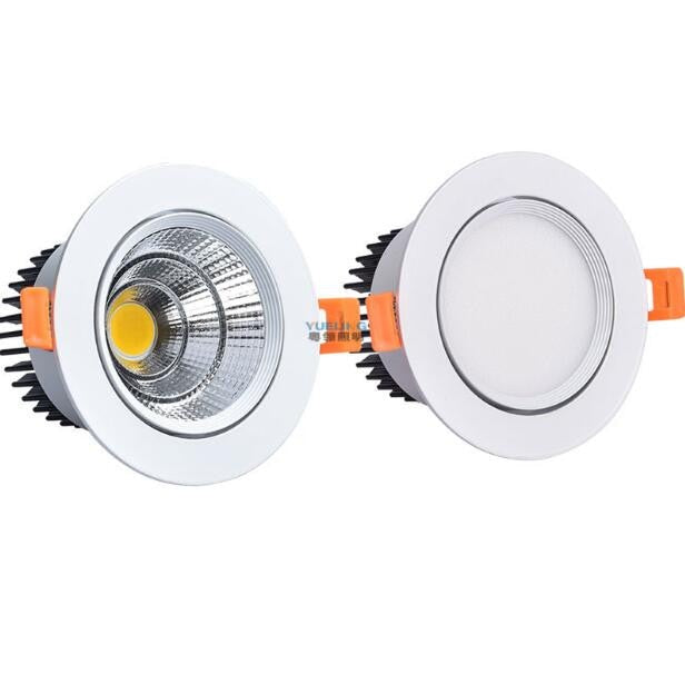 Dimmable LED COB Spotlight Ceiling lamp AC85-265V 3W 5W 7W 9W 12W 15W Aluminum recessed downlights round led panel light